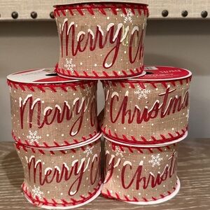 Celébrate it Christmas wired ribbon 5 rolls sold together Merry Christmas